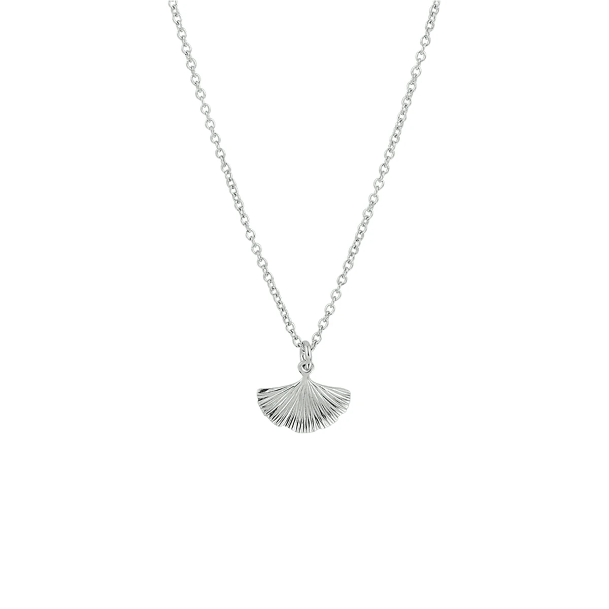 collier ginkgo blad 41 + 5 cm zilver gerhodineerd