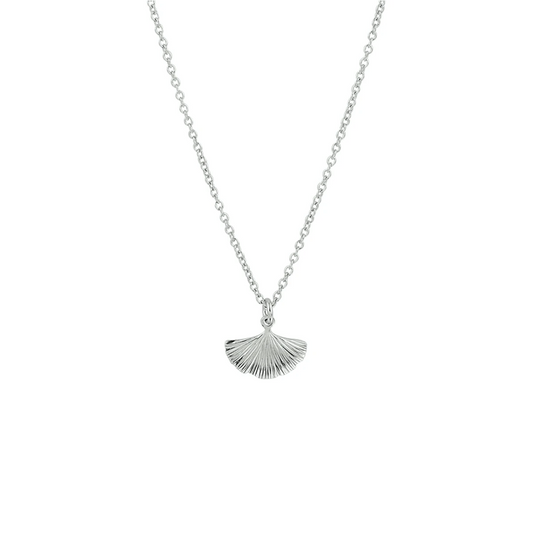 collier ginkgo blad 41 + 5 cm zilver gerhodineerd