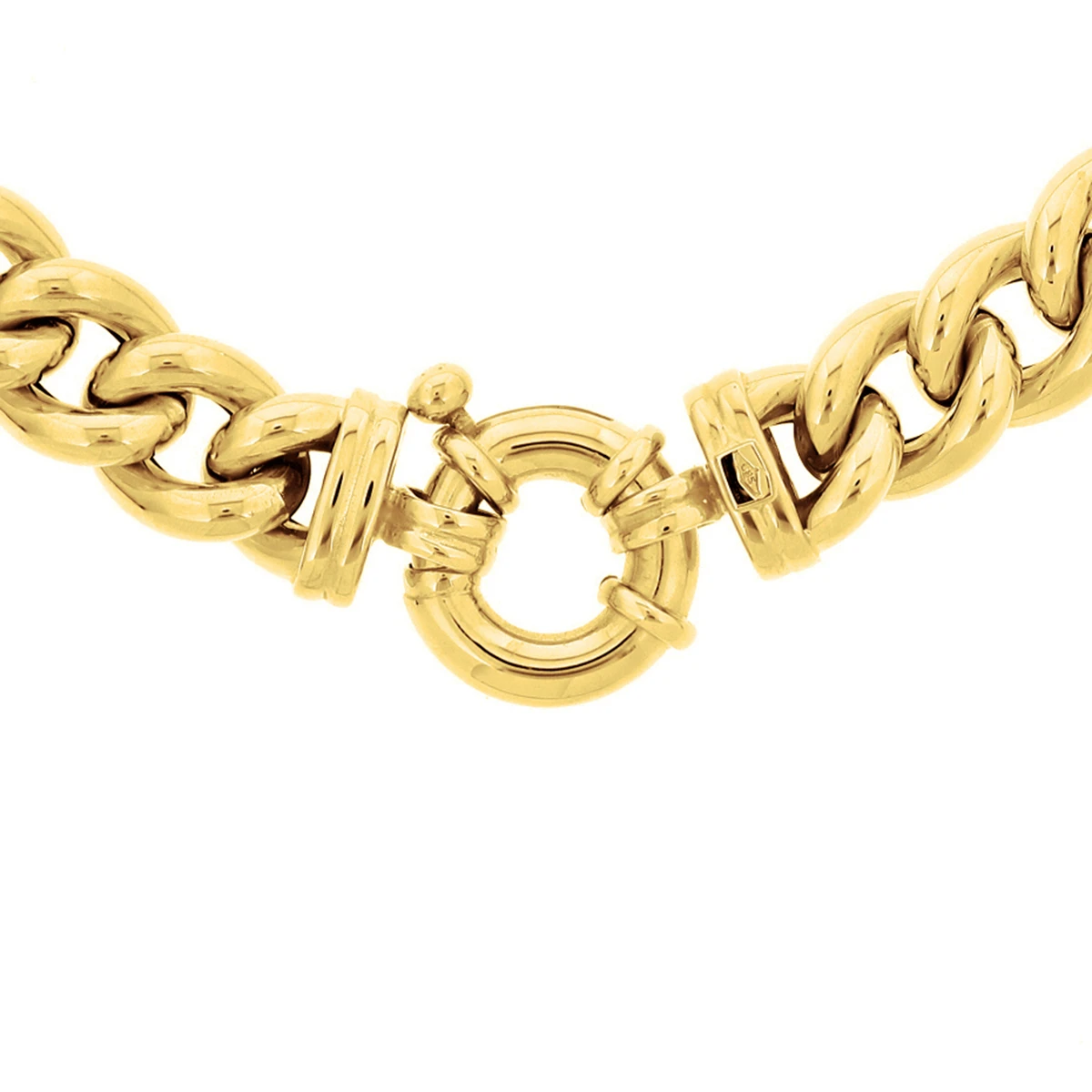 collier gourmette 10,5 mm 47 cm met groot veerslot 14K geelgoud