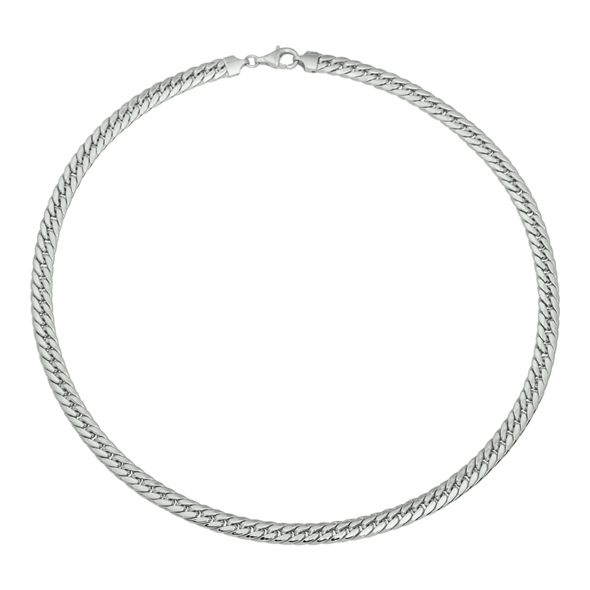 collier gourmette 4 zijdes geslepen 6,0 mm 45 cm zilver gerhodineerd