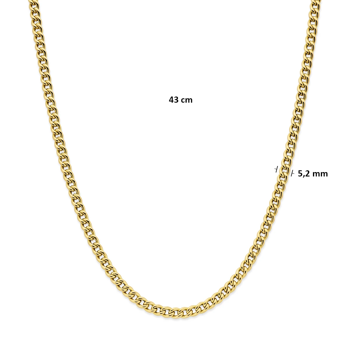 collier gourmette 5,2 mm 43 cm 14K geelgoud