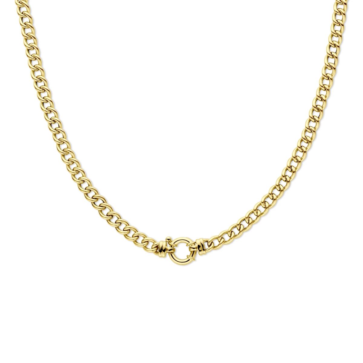 collier gourmette 6,0 mm 45 cm met groot veerslot 14K geelgoud