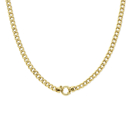 collier gourmette 6,0 mm 45 cm met groot veerslot 14K geelgoud