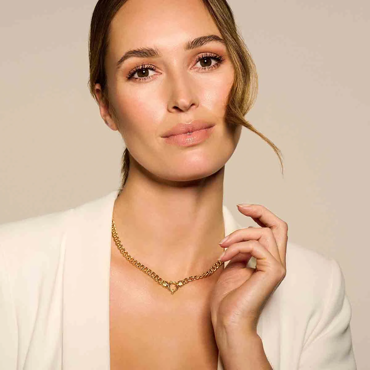 collier gourmette 6,0 mm 45 cm met groot veerslot 14K geelgoud