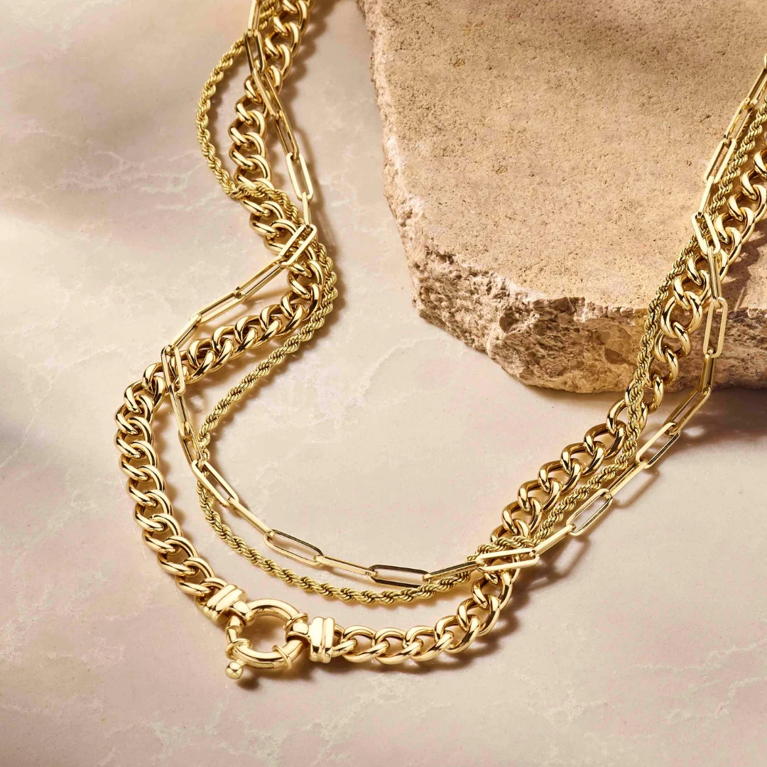 collier gourmette 6,0 mm 45 cm met groot veerslot 14K geelgoud