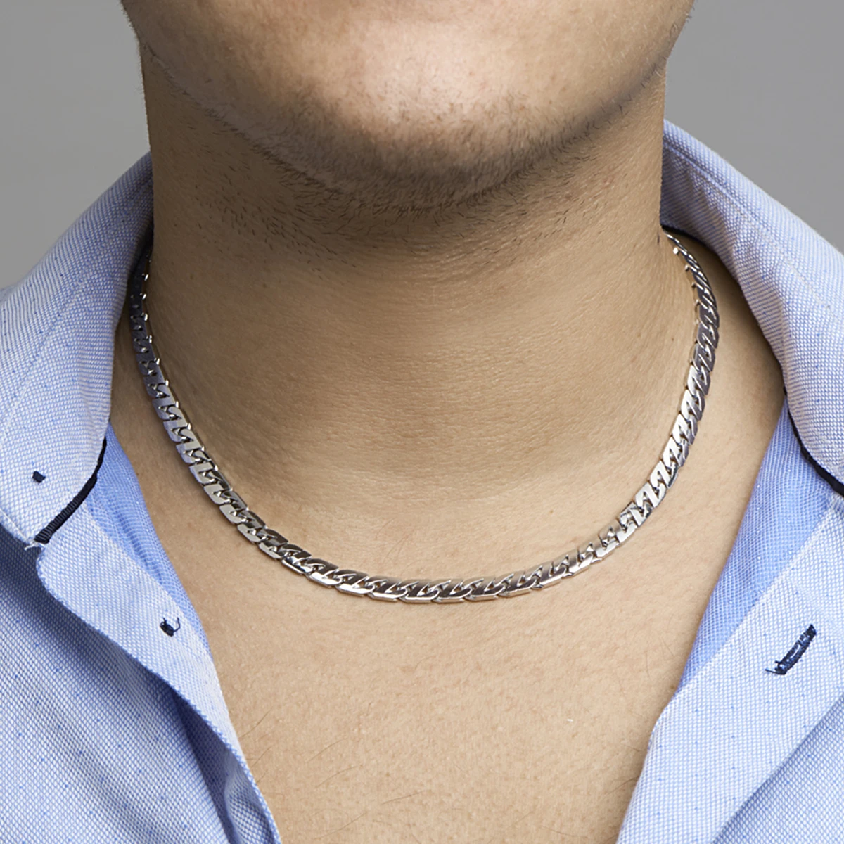 collier gourmette 6,6 mm zilver gerhodineerd