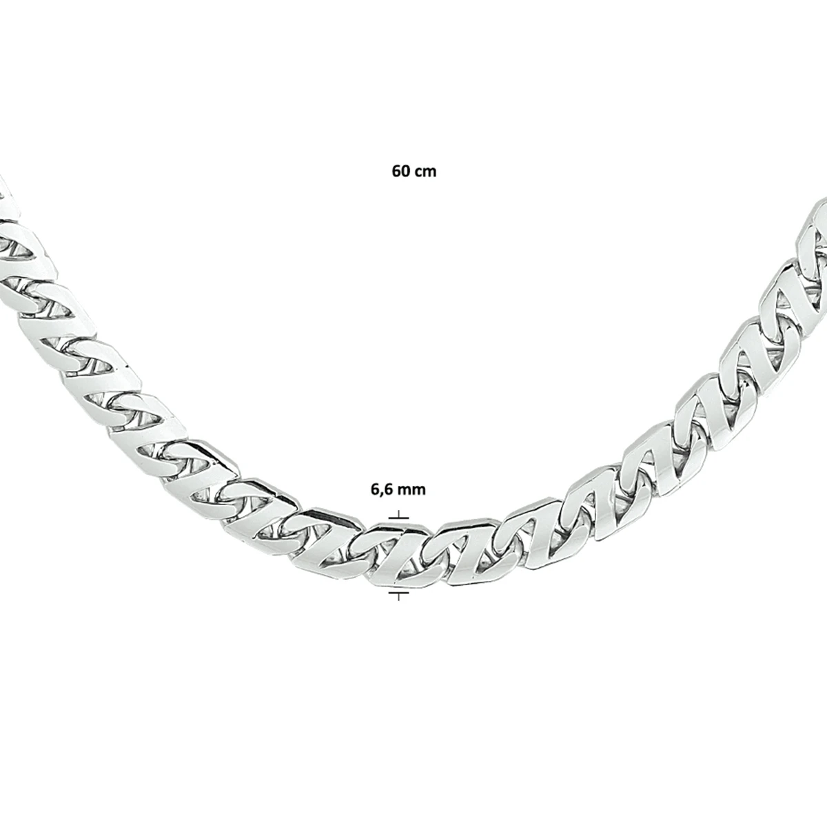 collier gourmette 6,6 mm zilver gerhodineerd