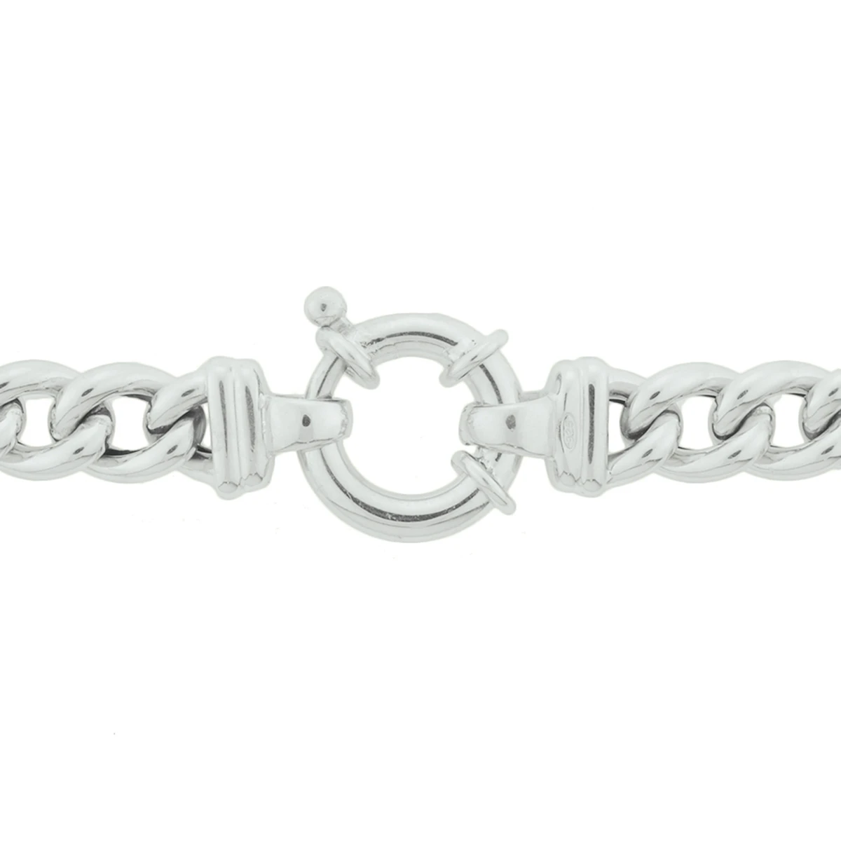 collier gourmette 7,5 mm 45 cm met groot veerslot zilver gerhodineerd