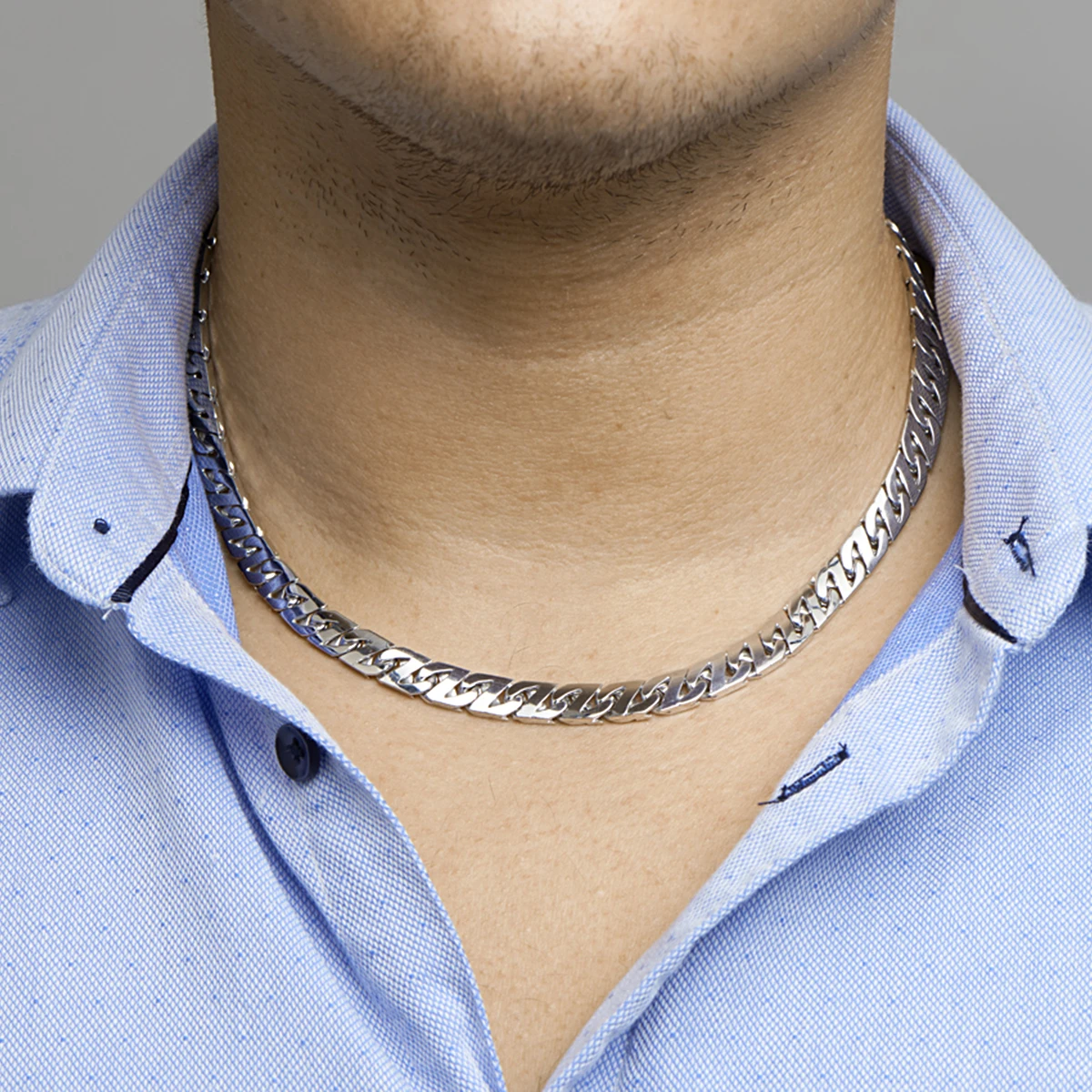 collier gourmette 8,2 mm zilver gerhodineerd