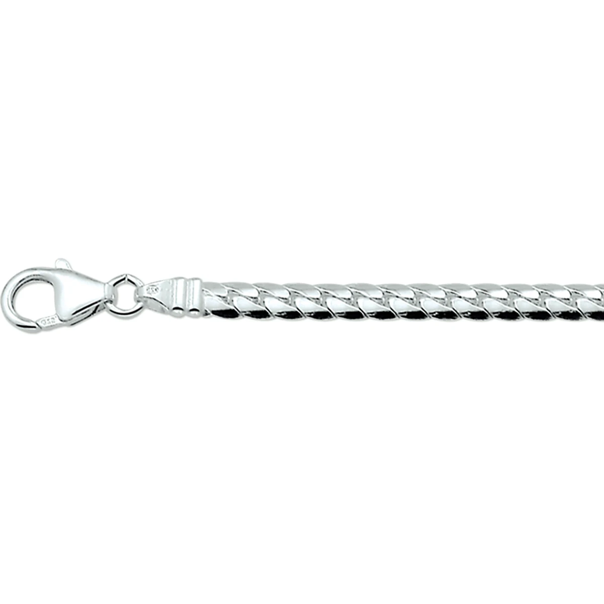 collier gourmette bol 4,5 mm zilver wit
