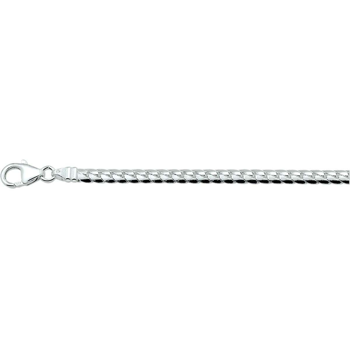 collier gourmette bol 4,5 mm zilver wit