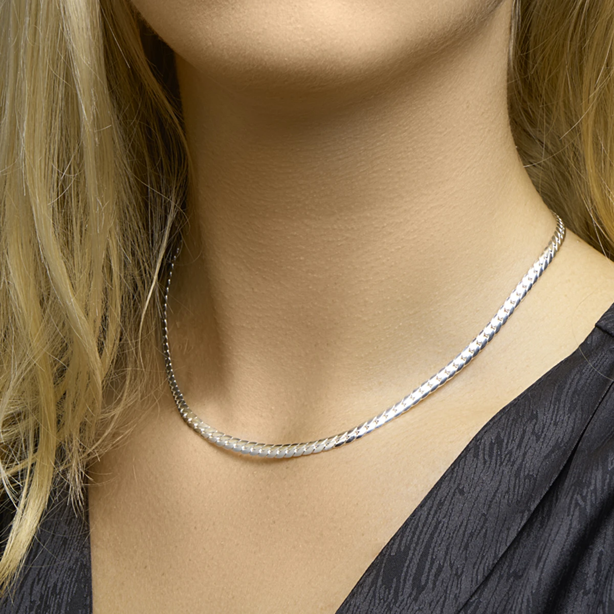 collier gourmette bol 4,5 mm zilver wit