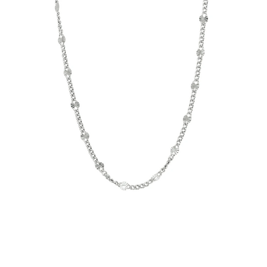 collier gourmette en plaatjes 2,5 mm zilver gerhodineerd