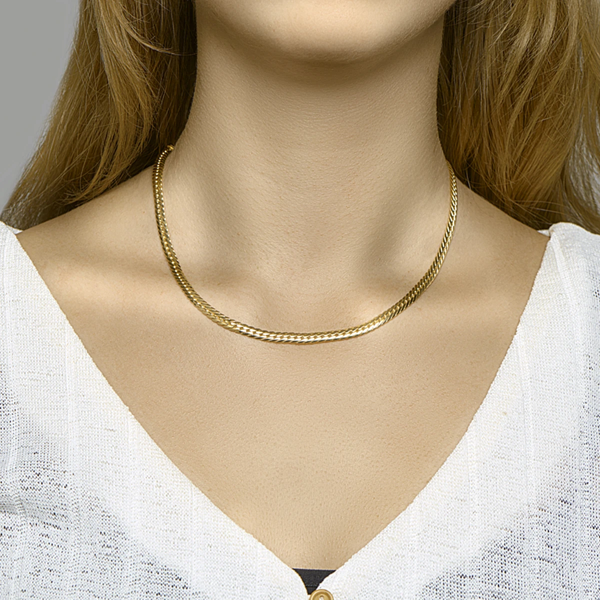 collier gourmette massief 4,7 mm 45 cm silgold (geel met zilverkern)