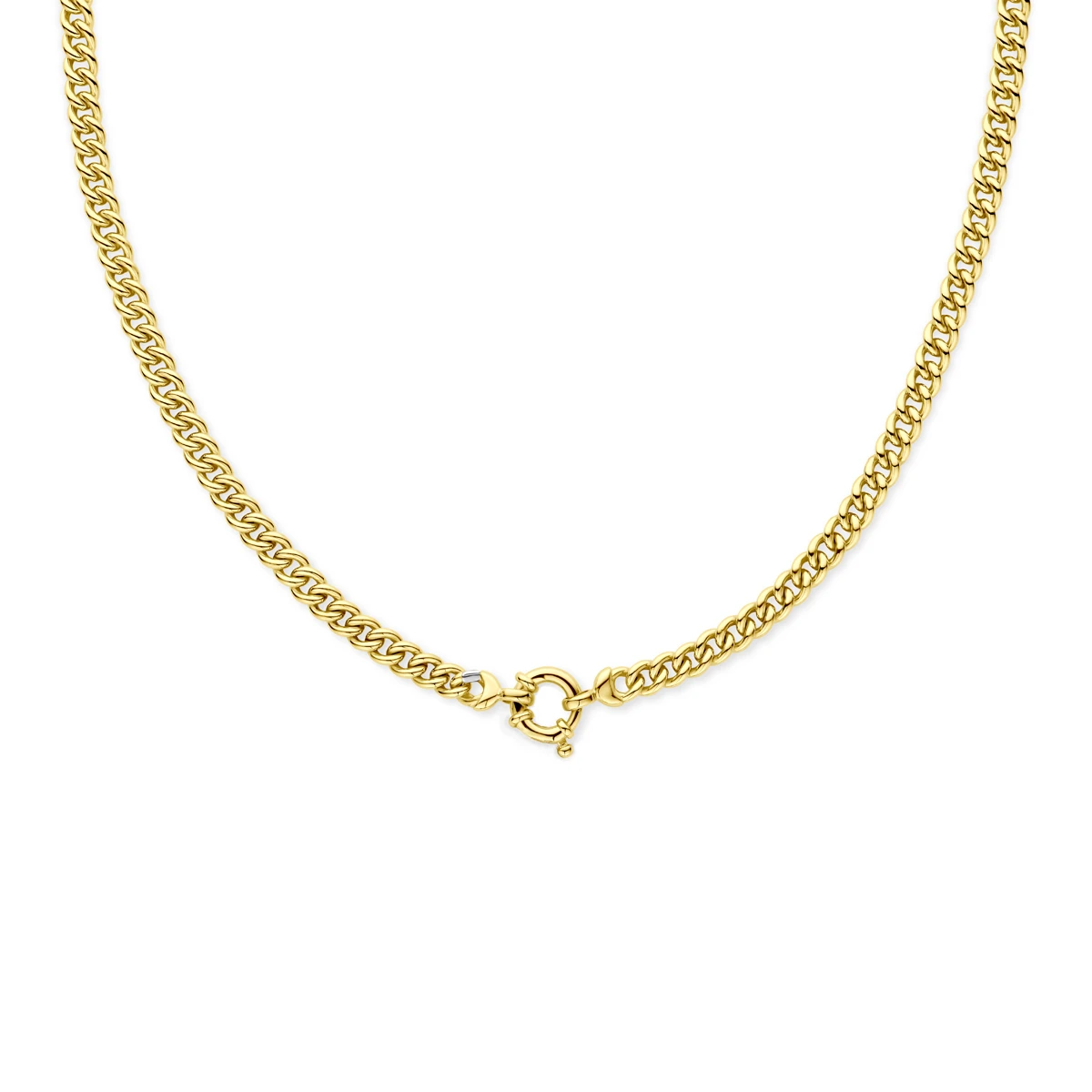 collier gourmette massief 5,5 mm 45 cm met groot veerslot silgold (geel met zilverkern)