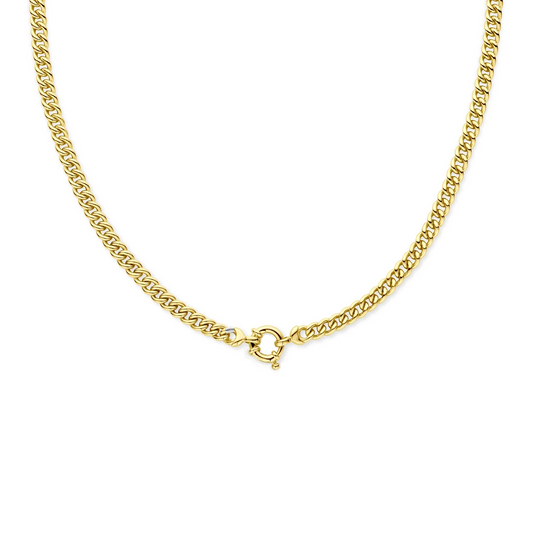 collier gourmette massief 5,5 mm 45 cm met groot veerslot silgold (geel met zilverkern)