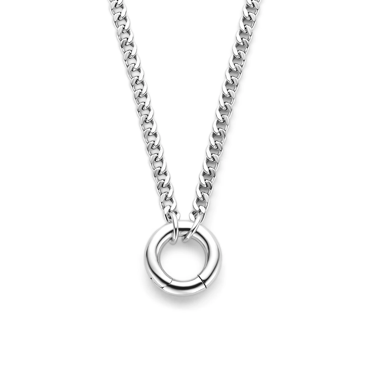 collier gourmette met connector 46 cm zilver gerhodineerd