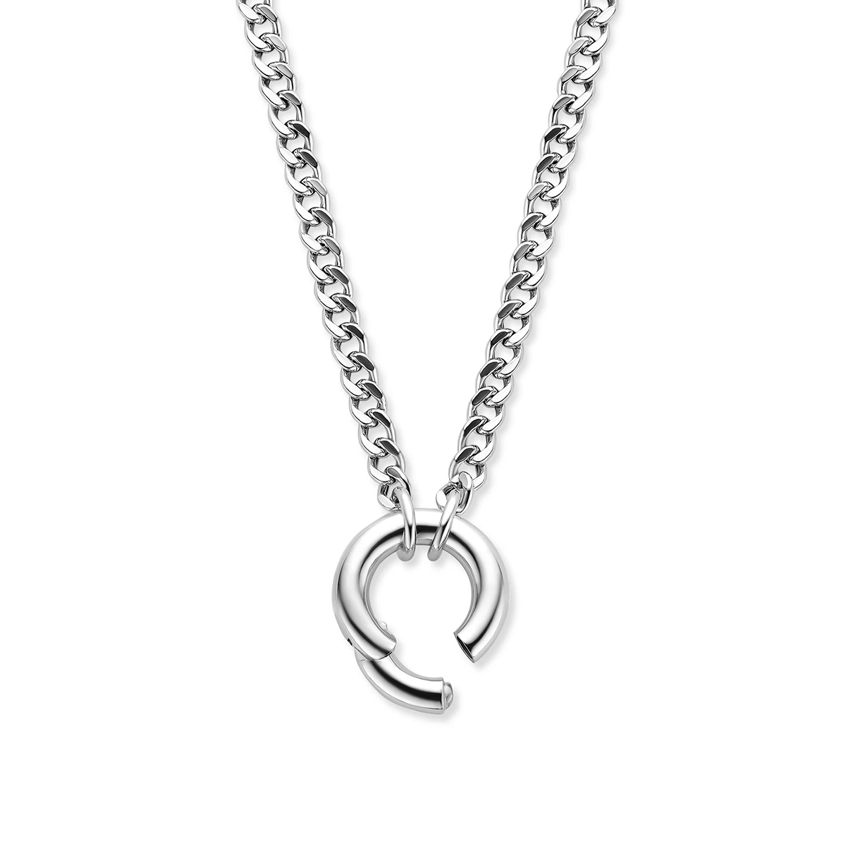 collier gourmette met connector 46 cm zilver gerhodineerd