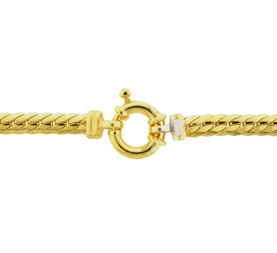 collier gourmette plat (bol) massief 4,4 mm 45 cm met groot veerslot silgold (geel met zilverkern)