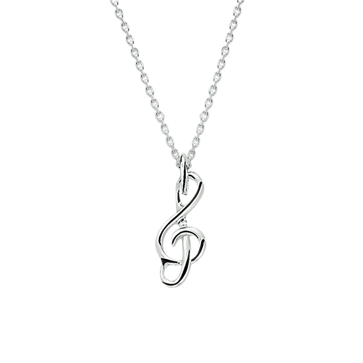 collier hanger g-sleutel 41 + 4 cm zilver wit