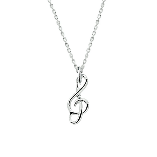 collier hanger g-sleutel 41 + 4 cm zilver wit