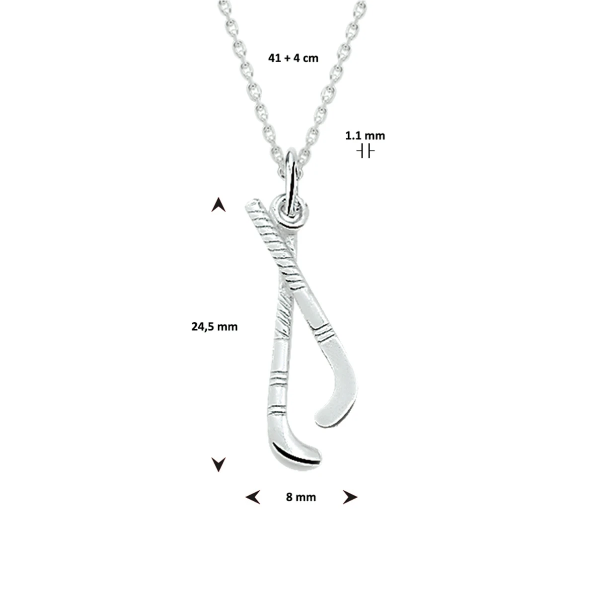 collier hanger hockey 41 + 4 cm zilver wit