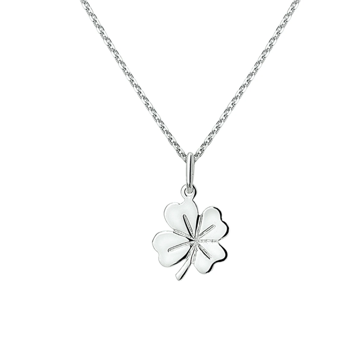 collier hanger klavertje 41 + 4 cm zilver gerhodineerd