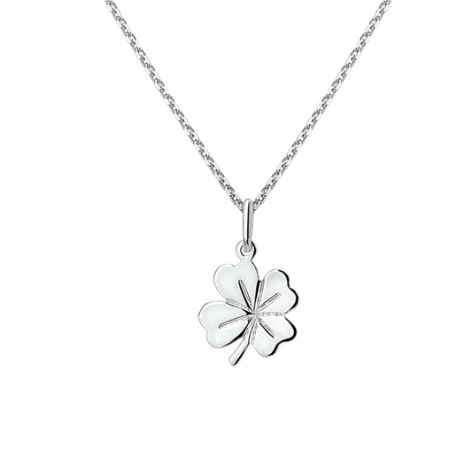 collier hanger klavertje 41 + 4 cm zilver gerhodineerd