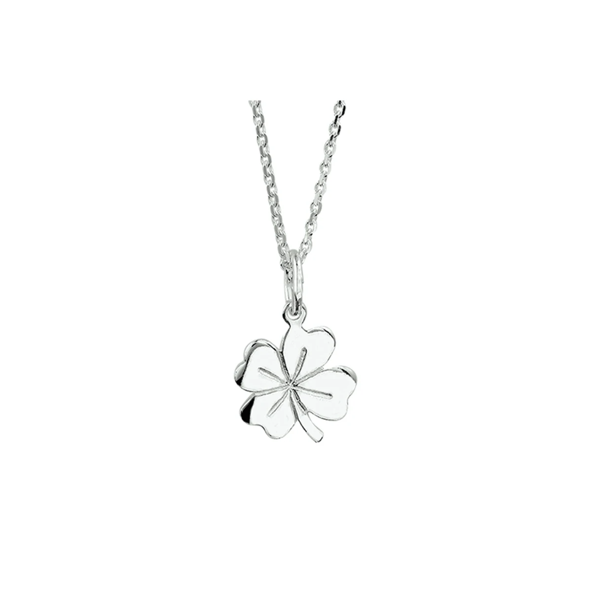 collier hanger klavertje 41 + 4 cm zilver gerhodineerd