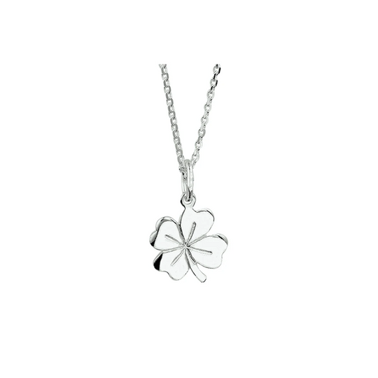 collier hanger klavertje 41 + 4 cm zilver gerhodineerd