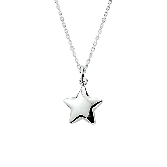 collier hanger ster 41 + 4 cm zilver wit