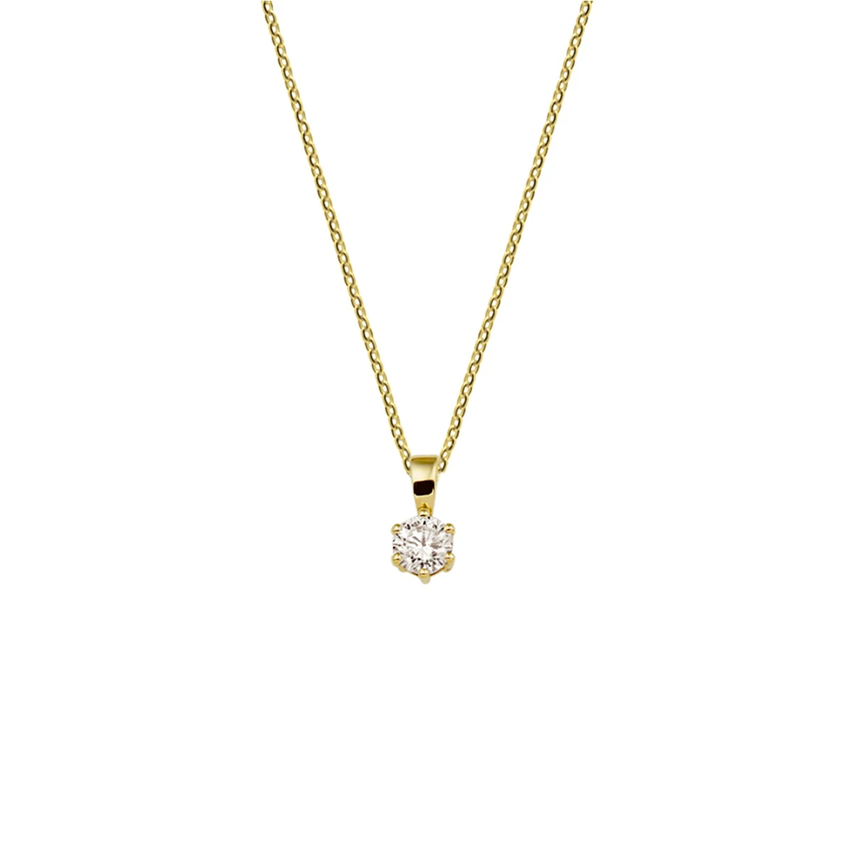 collier hanger zirkonia 41 + 4 cm 14K geelgoud
