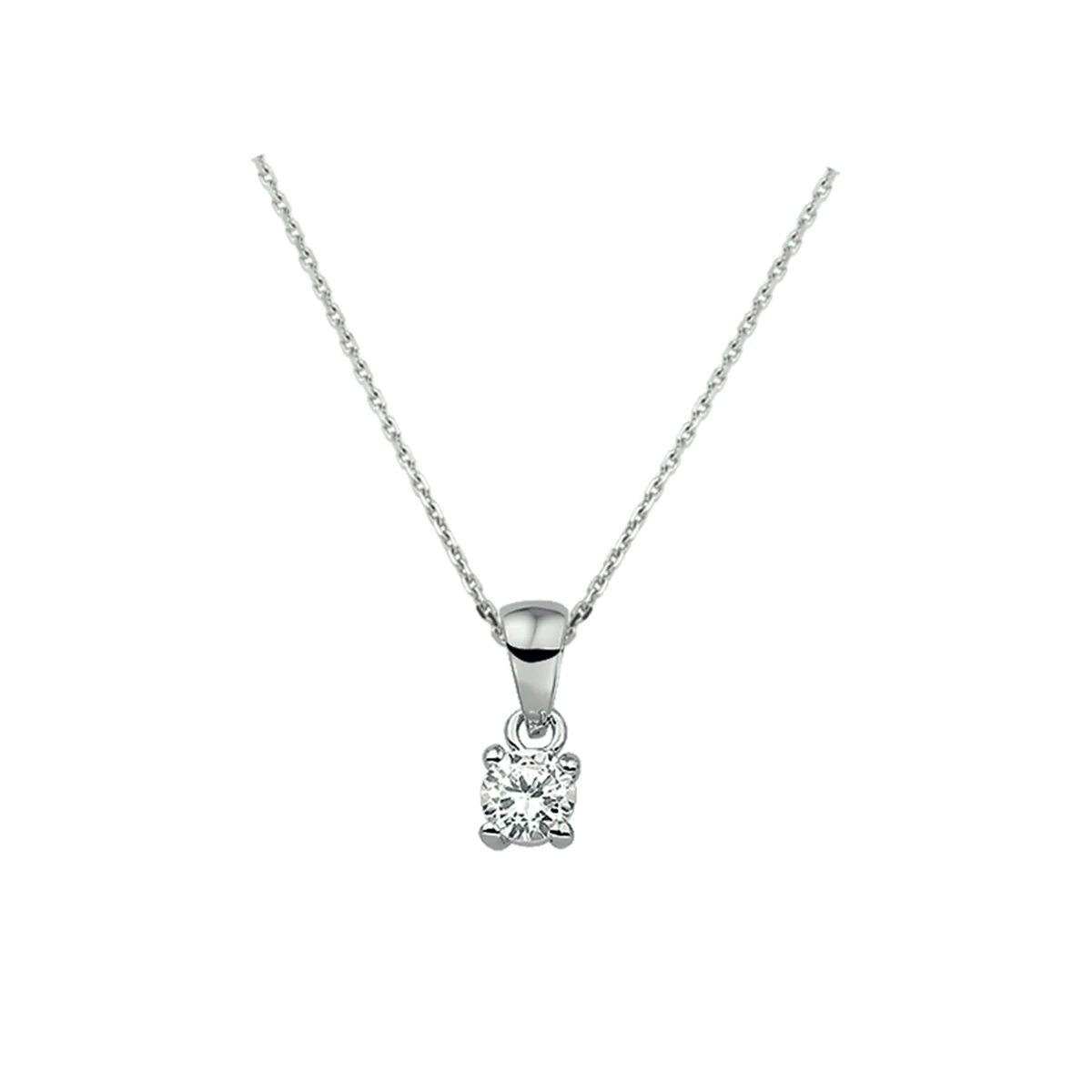 collier hanger zirkonia 45 cm zilver gerhodineerd