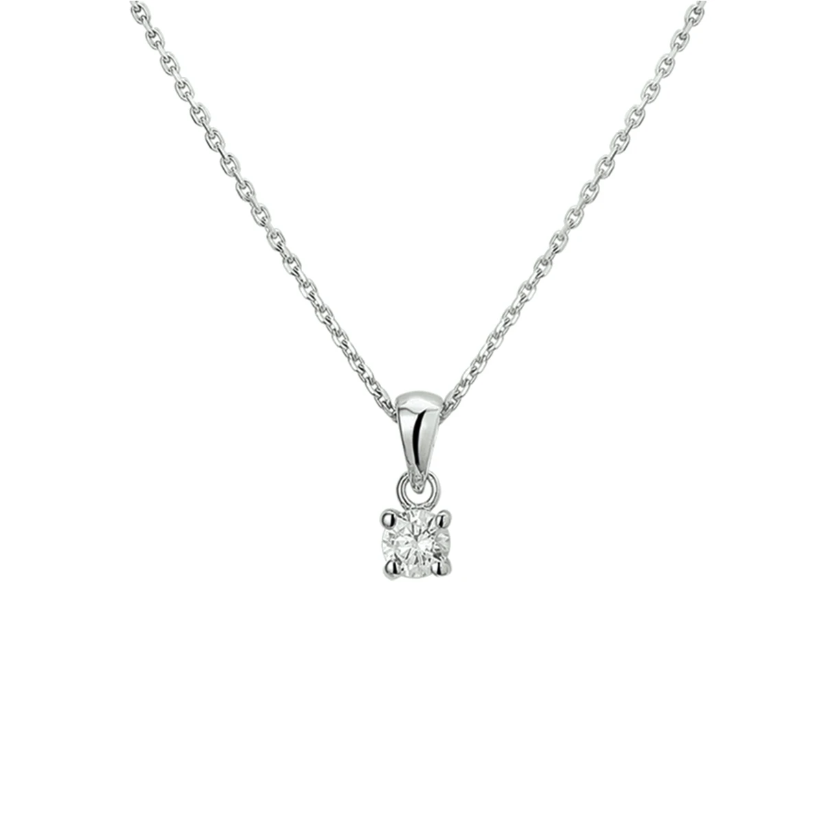 collier hanger zirkonia 45 cm zilver gerhodineerd