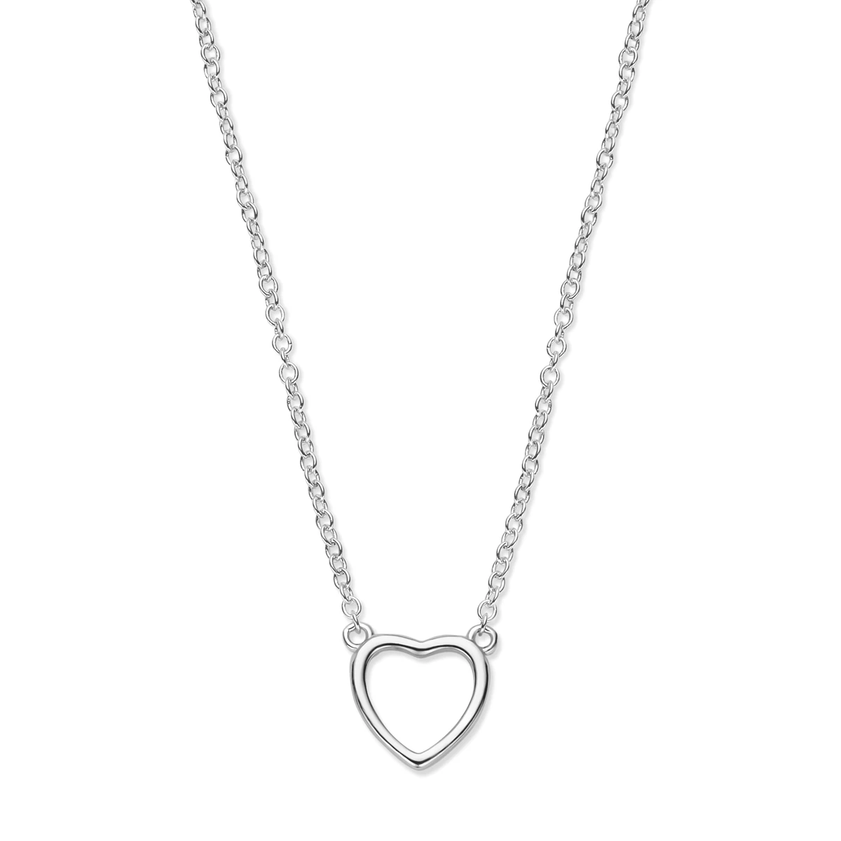 collier hart 1,3 mm 41 + 4 cm zilver gerhodineerd