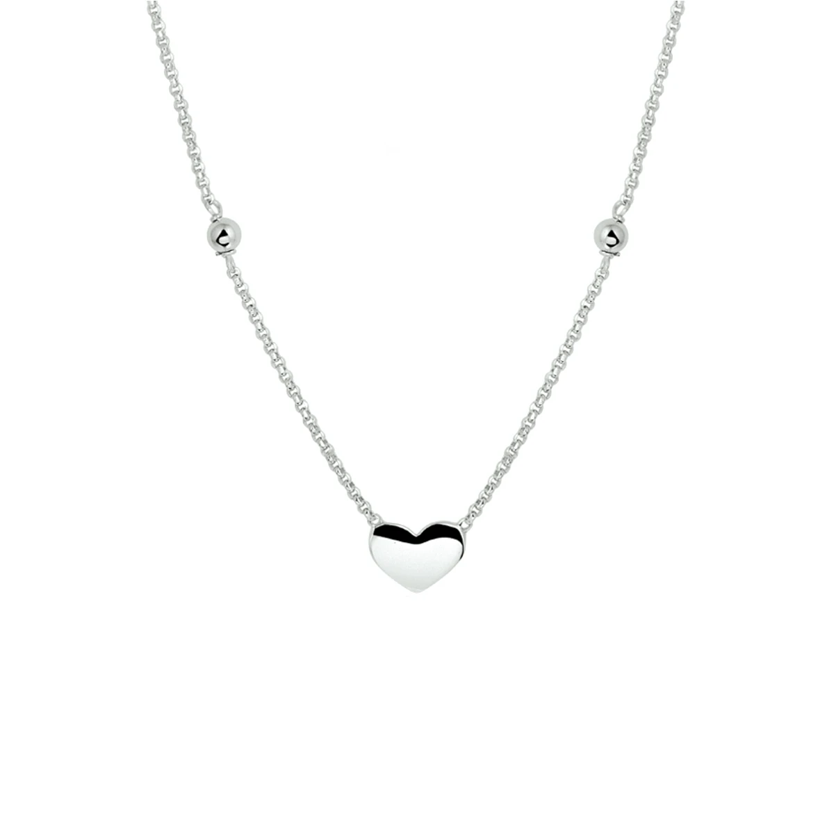collier hart 36 + 3 cm zilver gerhodineerd