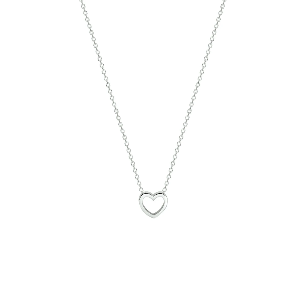 collier hart 36 + 4 cm zilver gerhodineerd