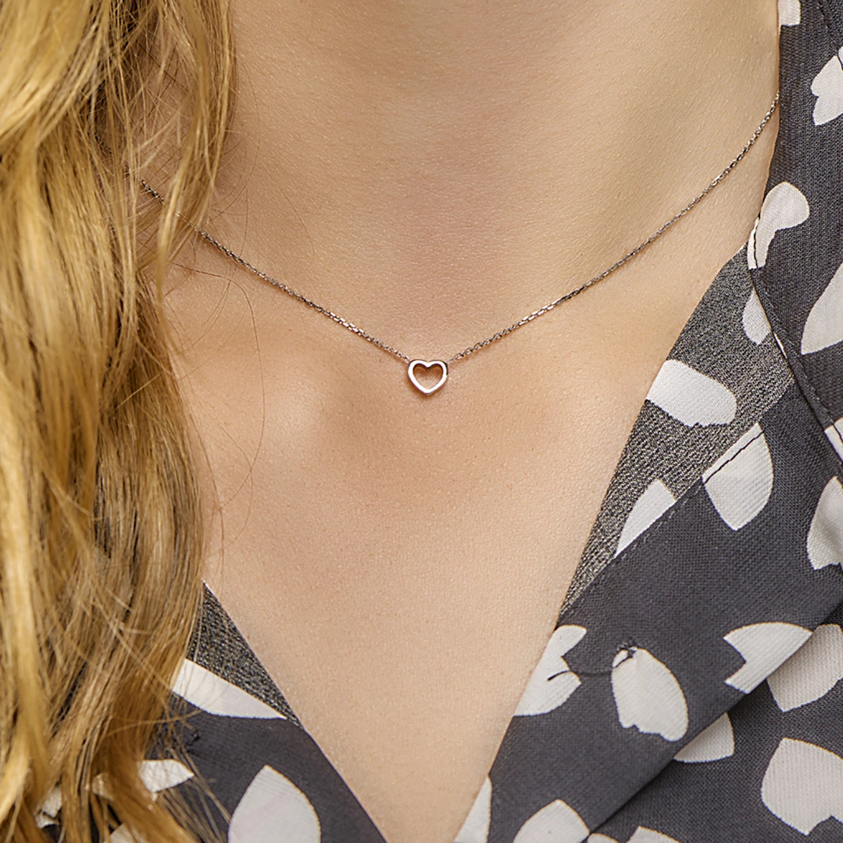 collier hart 36 + 4 cm zilver gerhodineerd