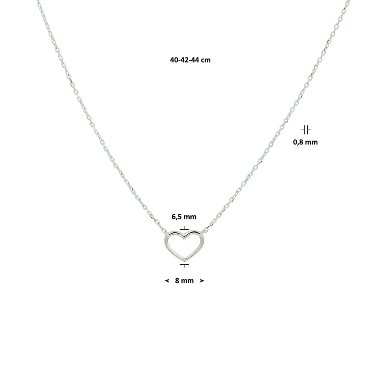 collier hart 40 - 42 - 44 cm 14K witgoud