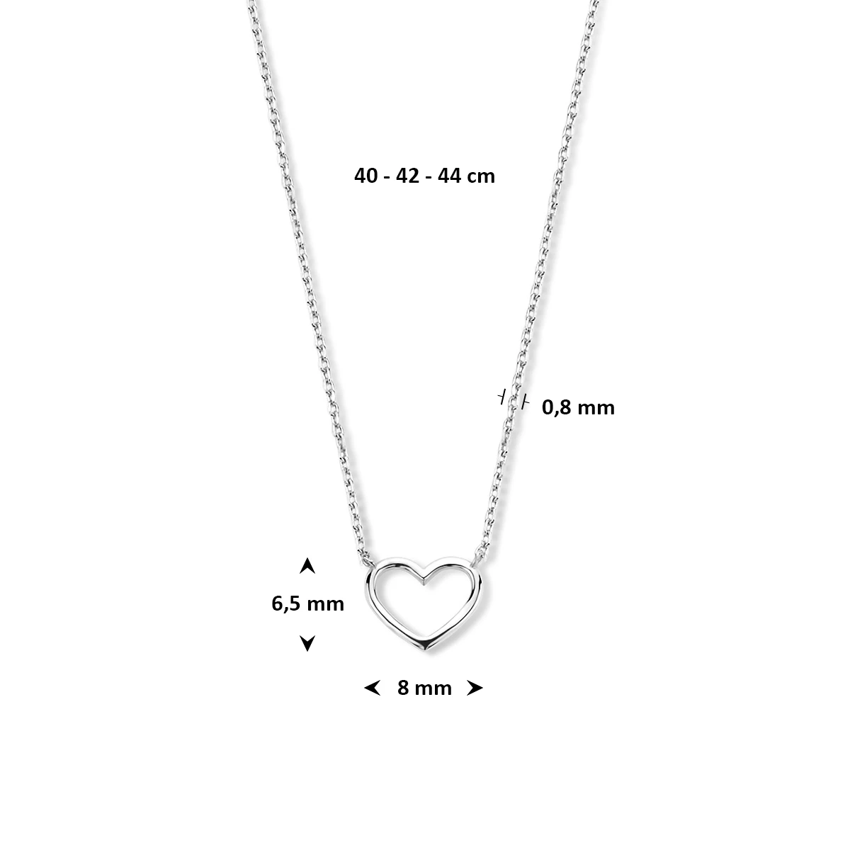 collier hart 40 - 42 - 44 cm 14K witgoud