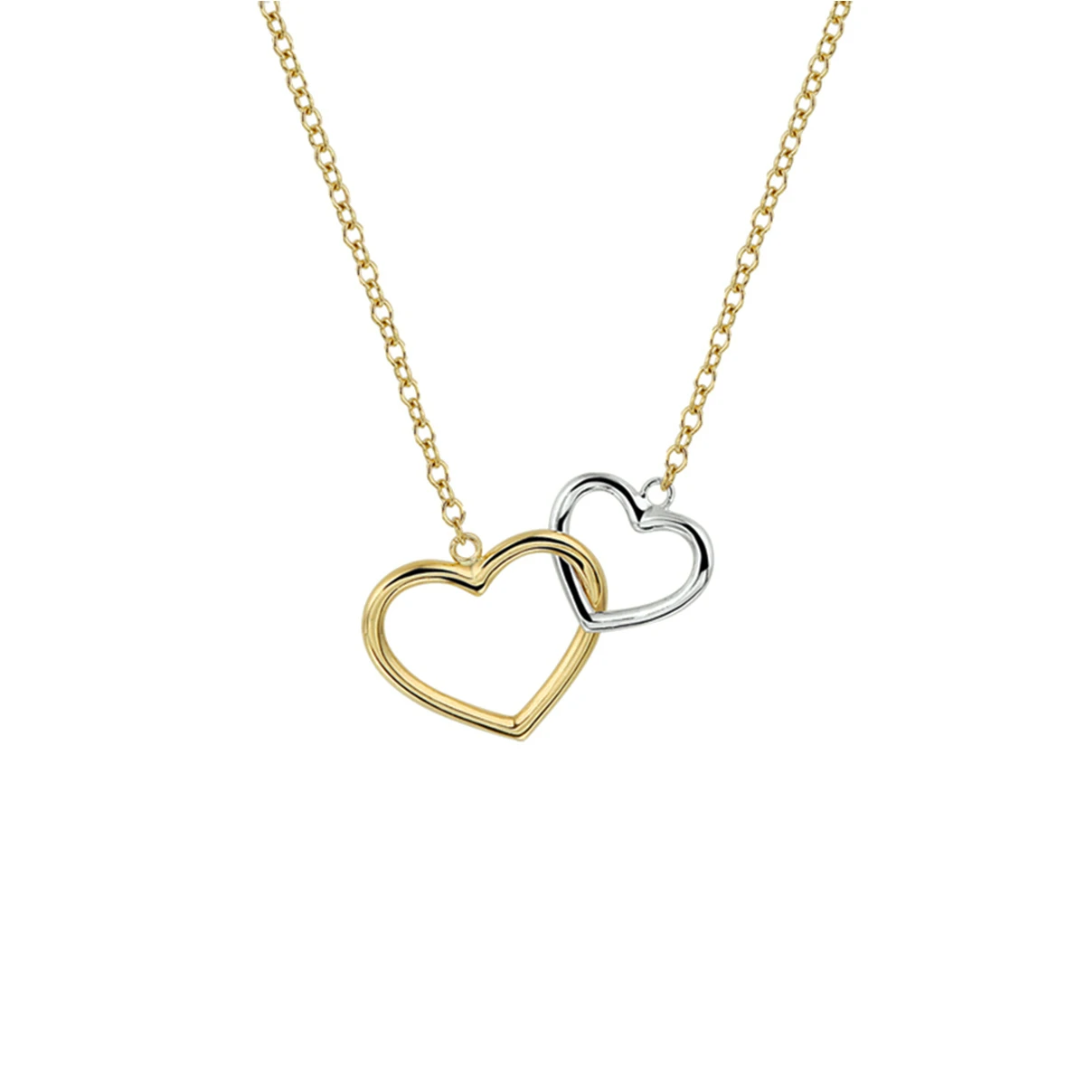 collier hart 40 - 44 cm 14K bicolor goud geel/wit