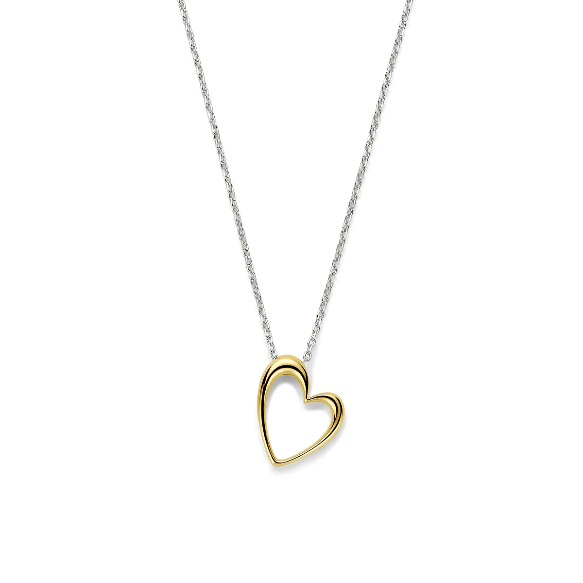 collier hart 41 + 4 cm 3 micron zilver verguld (geel/rhodium)