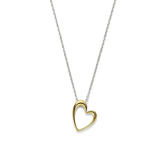 collier hart 41 + 4 cm 3 micron zilver verguld (geel/rhodium)