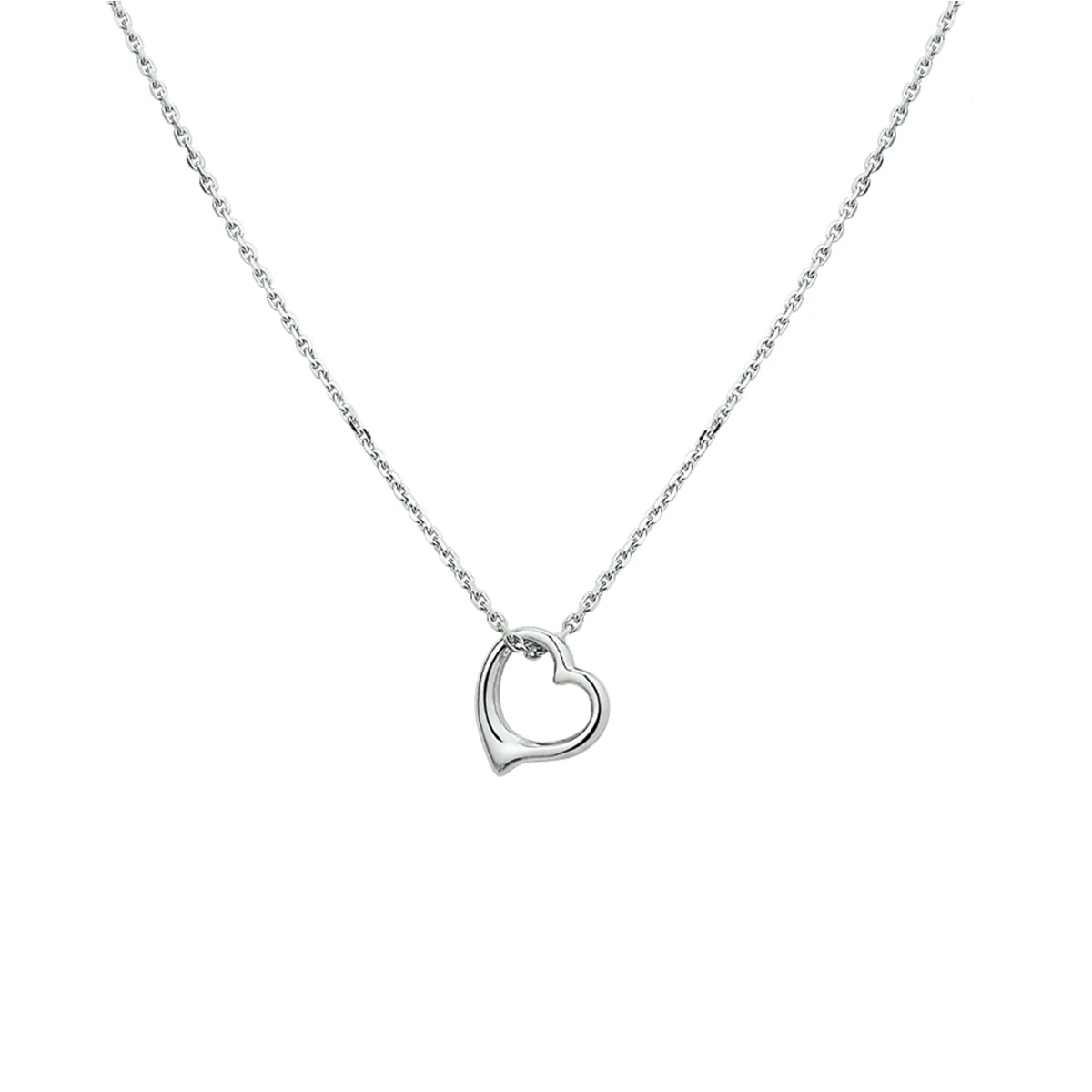 collier hart 41 + 4 cm zilver gerhodineerd