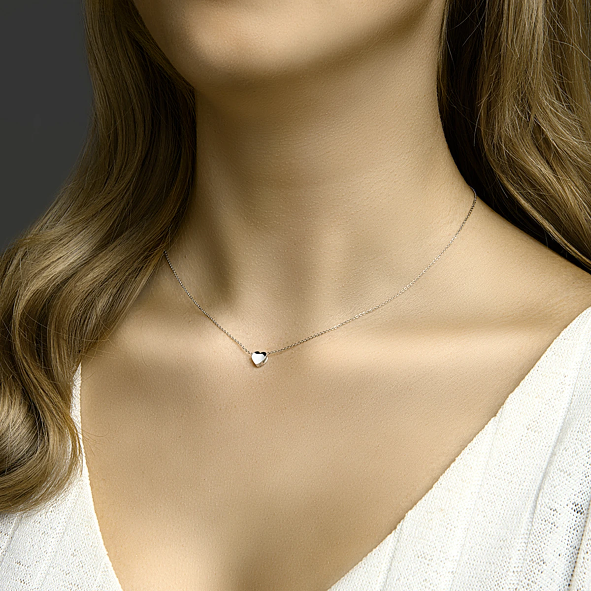 collier hart 41 + 4 cm zilver gerhodineerd