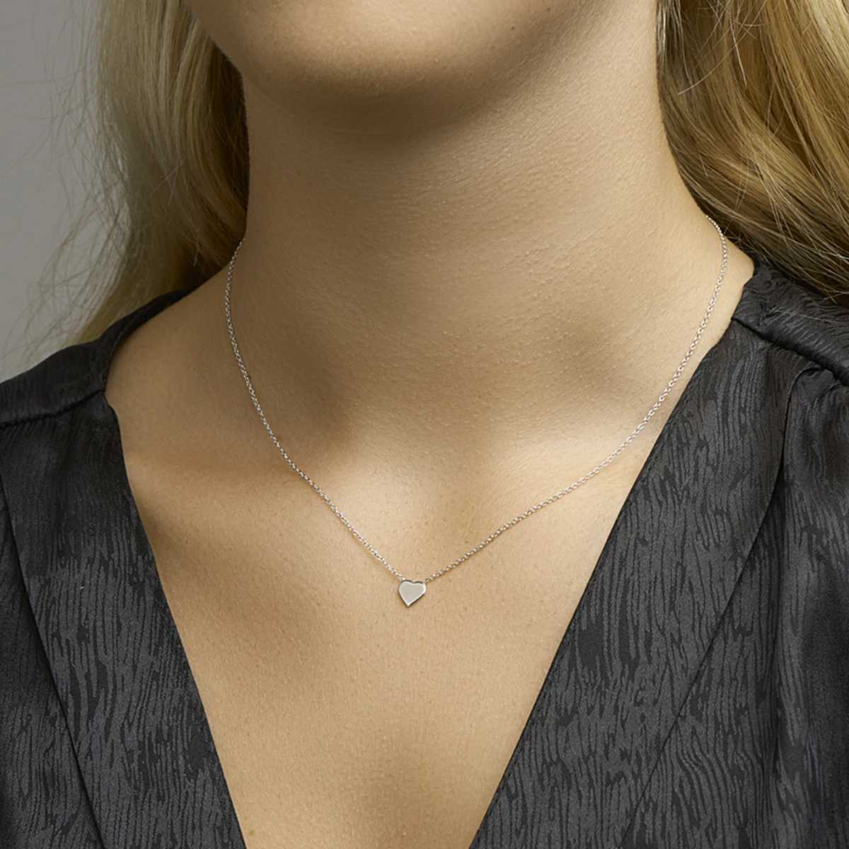 collier hart 41 + 5 cm zilver gerhodineerd