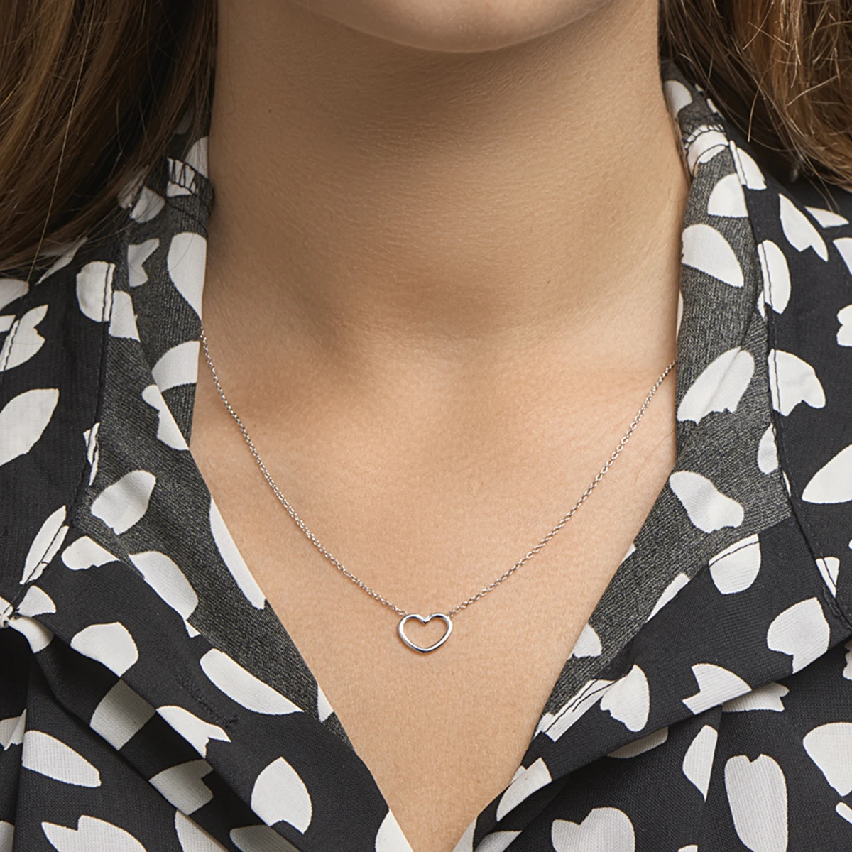 collier hart 41 + 5 cm zilver gerhodineerd