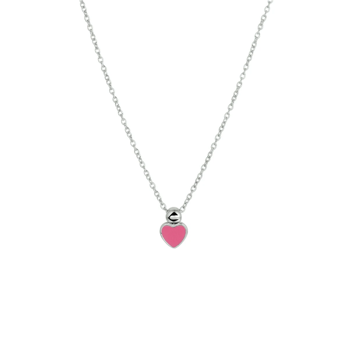 collier hart emaille 36 - 38 cm zilver gerhodineerd