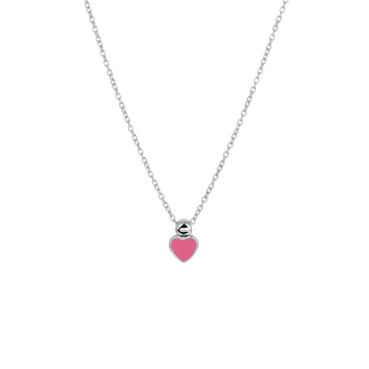collier hart emaille 36 - 38 cm zilver gerhodineerd