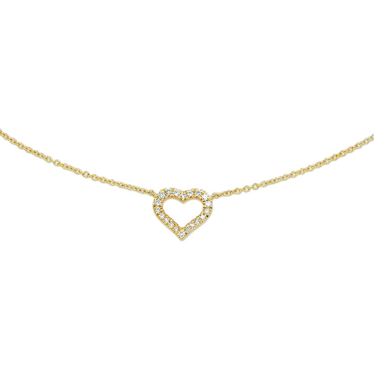 collier hart en diamant 0.09ct h p1 0,9 mm 40 - 42 - 44 cm 14K geelgoud